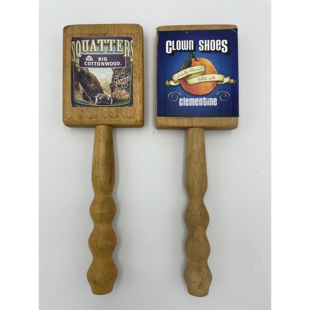 Squatters Clown Shoes Beer Tap Handles Wood Bar Decor Craft Brewery